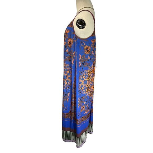 Anthropologie Dream Daily Maxi Dress Size Small Blue Floral Tile Burst USA - Picture 2 of 9